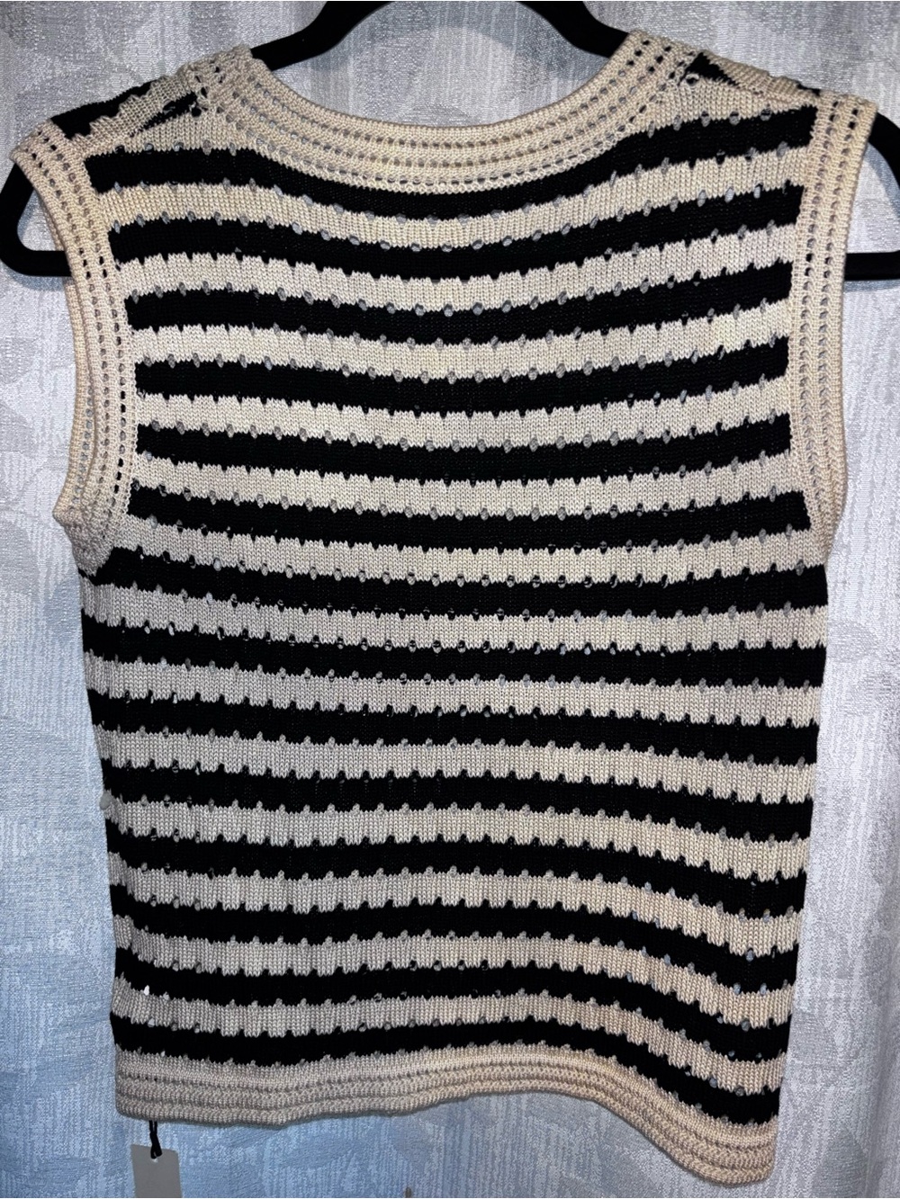 Commense Striped Crochet Knit Tank Top Sweater - Picture 3 of 5